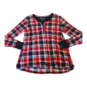 Nautica XL Plaid Long Sleeve Pullover Pajama Shirt